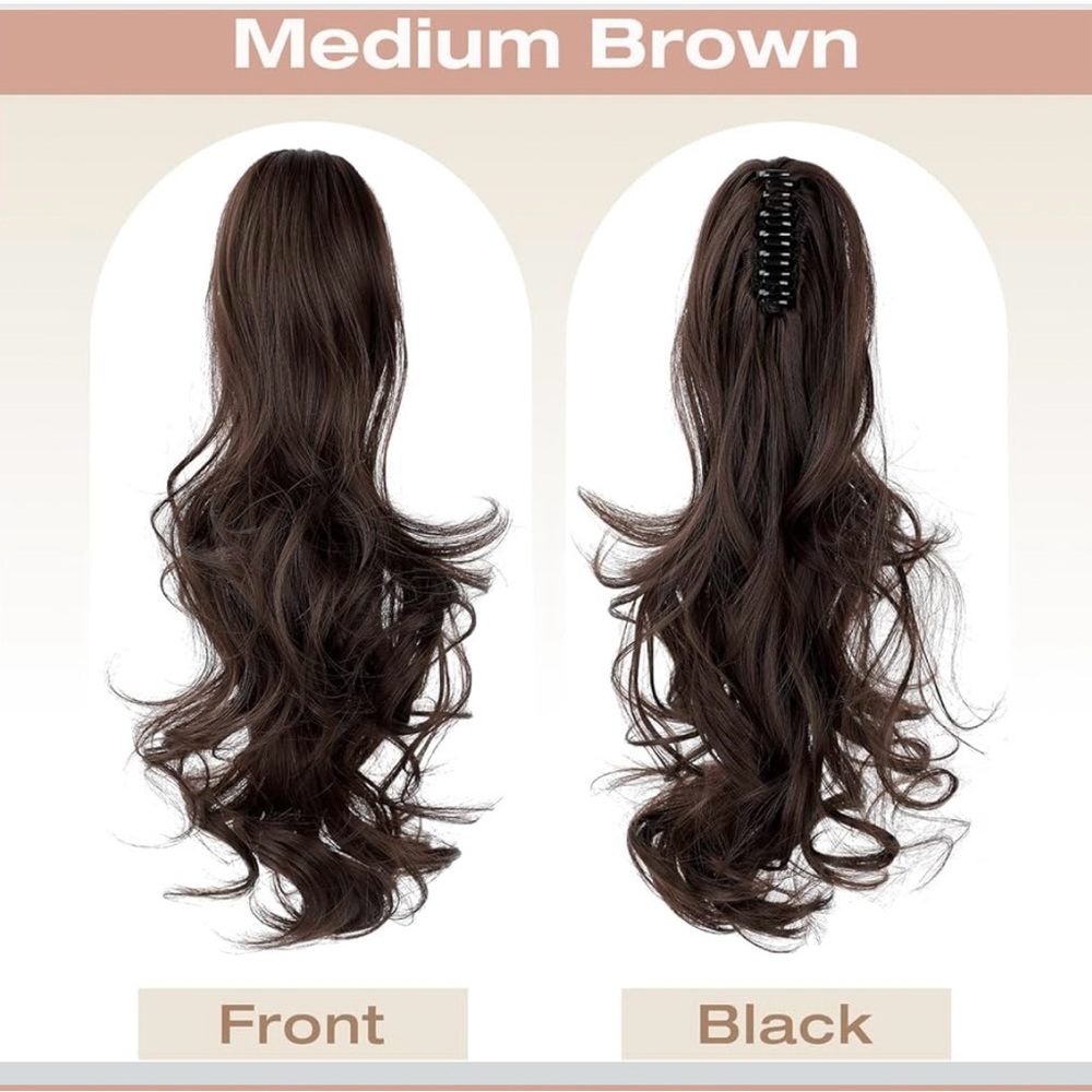 🆕 NEW Clip On Ponytail Medium Brown Hair Extension, (Synthetic)